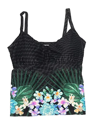 Pre-owned Coco Reef Swimsuit Top Black Print Pattern Swimwear