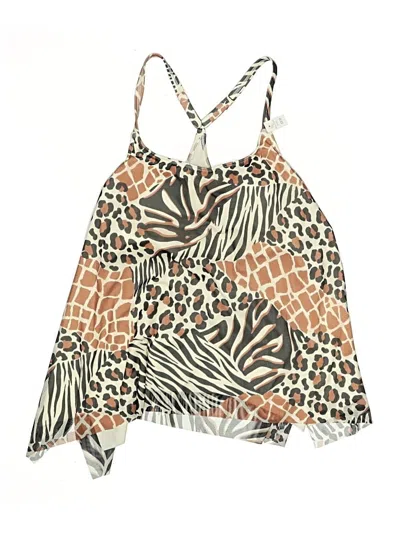 Pre-owned Coco Reef Swimsuit Top Brown Animal Print Pattern Swimwear In Black