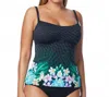 Coco Reef Tropical Escape D-cup Perfect Fit Underwire Tankini Top In Coc Black In Blue