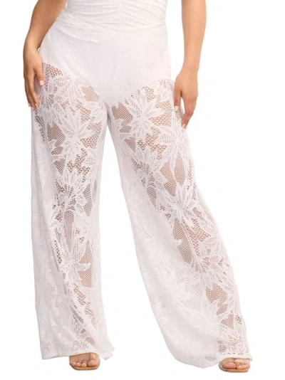 Coco Reef Wild Palm Crochet Felicity Cover-up Pants In White