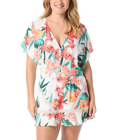 Coco Reef Women's Adorn Dolman-sleeve Cover-up Dress In White Floral
