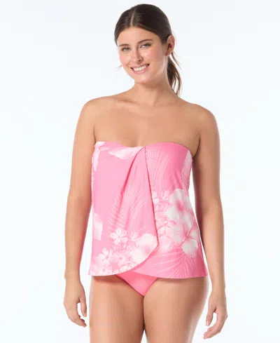 Coco Reef Women's Bandeau Neck Contours Clarity Swim Tankini Top In Pink