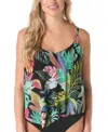 Coco Reef Captivate Bra Sized Tankini Top Bikini Bottoms In Black Multi