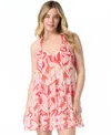 Coco Reef Women's Cheerful Mesh Cover-up Dress In Tangelo Orange