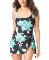 Coco Reef Women's Coco Contours Clarity Floral-print Tankini Top In Black Multi