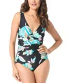 Coco Reef Women's Coco Contours Clarity Floral-print Tankini Top In Black Multi