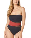 Coco Reef Women's Contours Level Bandeau Mesh Tummy-control One-piece Swimsuit In Spice