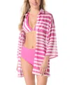Coco Reef Women's Divinity Striped Button-front Cover-up Shirt In Pink