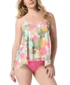 Coco Reef Women's Floral Mesh Overlay Tankini Top