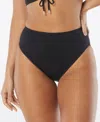 Coco Reef Solid High Esteem High Leg High Waist Bikini Bottom In Black