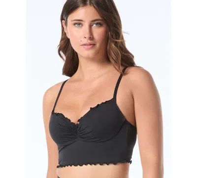 Coco Reef Women's Sweetheart Neck Lavish Underwire Crop Swim Top In Black