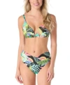 Coco Reef Womens Astra Printed V Neck Bikini Top Serene Printed Bikini Bottoms In Black Multi
