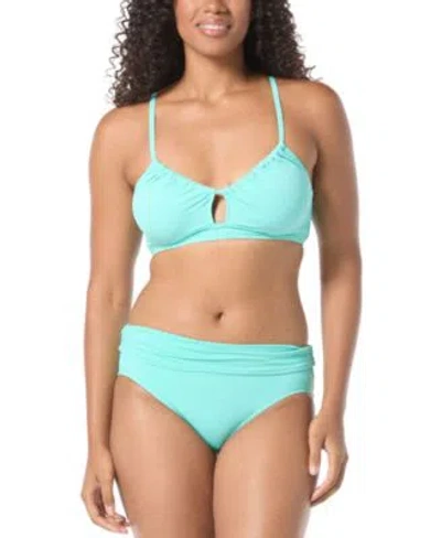 Coco Reef Womens Dynamic Keyhole Scoop Neck Bikini Top Impulse High Waist Bikini Bottoms In Green