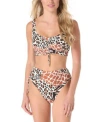 Coco Reef Womens Elevate Printed Ruched Underwire Bikini Top Inspire Printed Bikini Bottoms In Multi