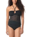 Coco Reef Womens Opal Crochet Underwire Tankini Top Verso Reversible Bikini Bottoms In Black