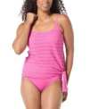 Coco Reef Womens Stella Crochet Side Tie Tankini Top Verso Reversible Bikini Bottoms In Pink