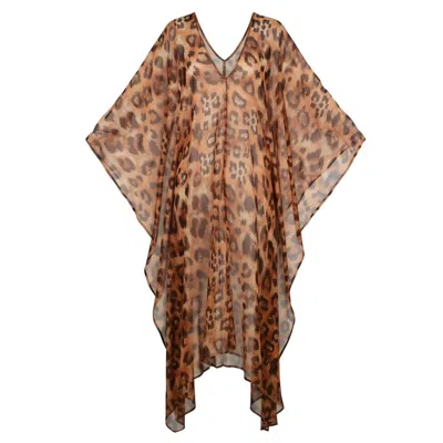 Coco Riko Ibiza Women's Black / Brown / Neutrals Johanna Maxi Kaftan Leopard In Multi