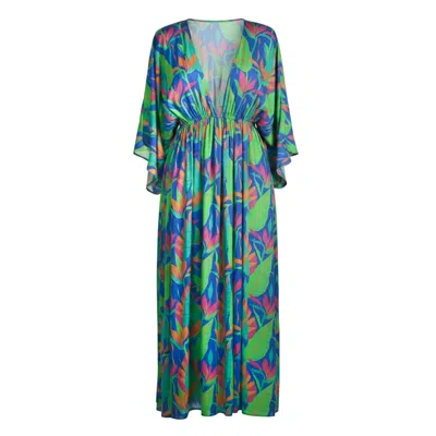 Coco Riko Ibiza Women's Blue / Pink Frances Maxi Kaftan Paradise In Multi