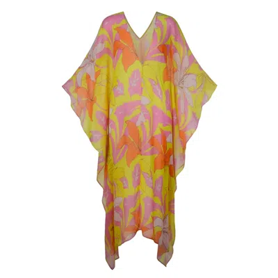 Coco Riko Ibiza Women's Yellow / Orange Johanna Maxi Kaftan Lily In Multi