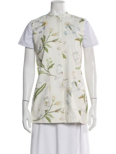 Pre-owned Coco Shop Floral Print Evening Jacket In White