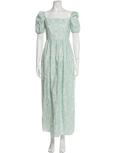 Pre-owned Coco Shop Floral Print Long Dress In Blue