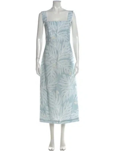 Pre-owned Coco Shop Floral Print Long Dress In Blue