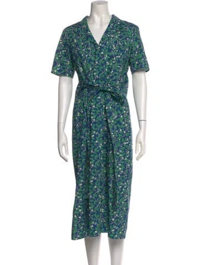 Pre-owned Coco Shop Floral Print Long Dress In Green