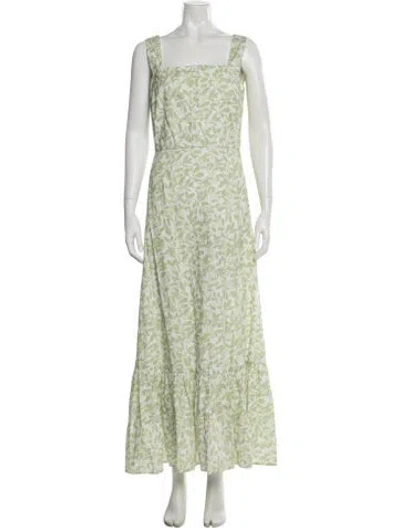 Pre-owned Coco Shop Floral Print Long Dress In Green