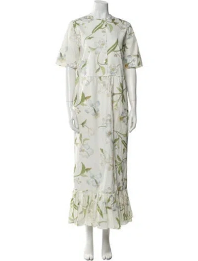 Pre-owned Coco Shop Floral Print Long Dress In Neutral