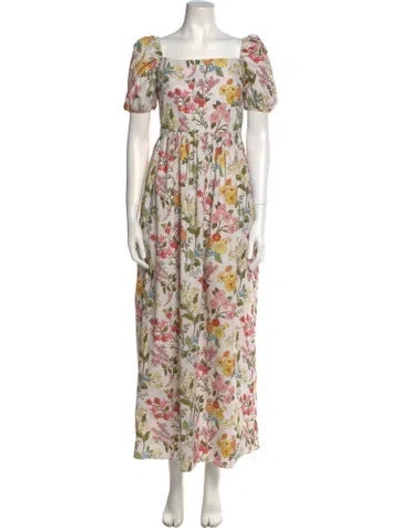 Pre-owned Coco Shop Floral Print Long Dress In Pink