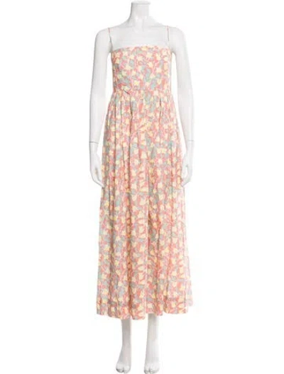 Pre-owned Coco Shop Floral Print Long Dress In Pink
