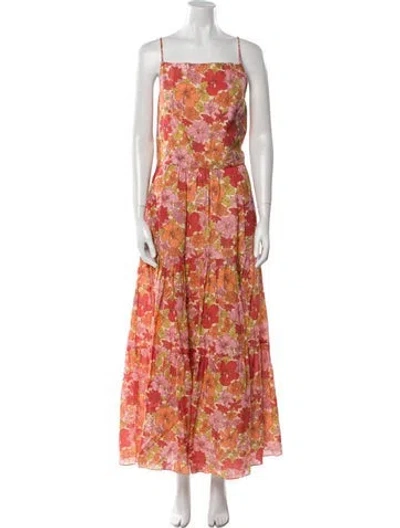 Pre-owned Coco Shop Floral Print Long Dress W/ Tags In Orange