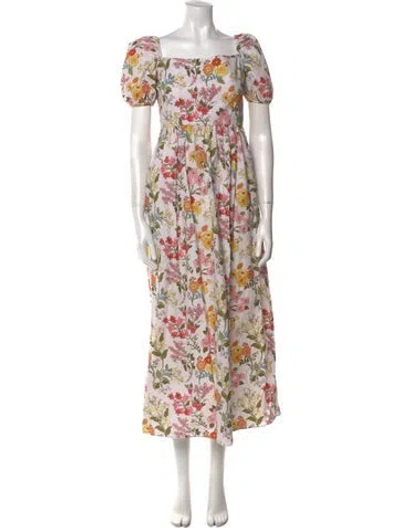 Pre-owned Coco Shop Floral Print Long Dress In Yellow