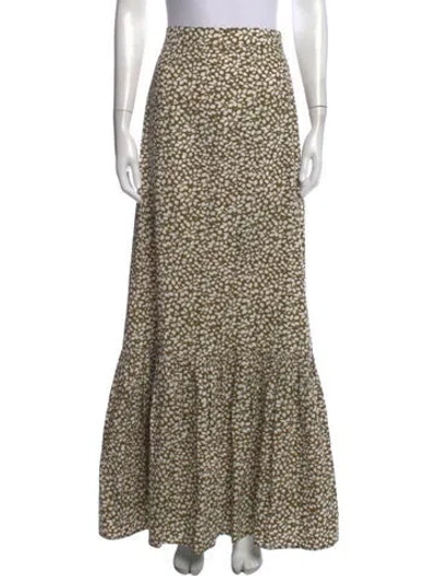 Pre-owned Coco Shop Floral Print Long Skirt In Green