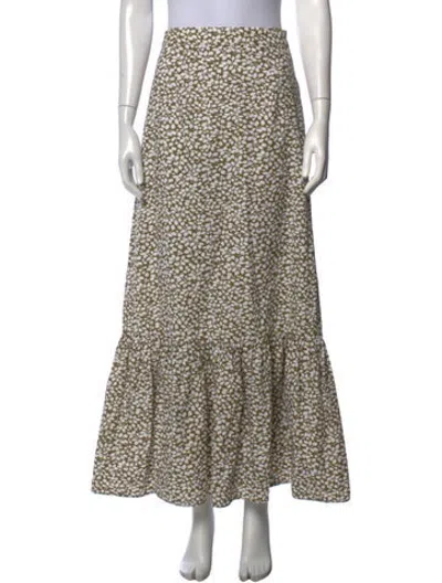 Pre-owned Coco Shop Floral Print Long Skirt In Green