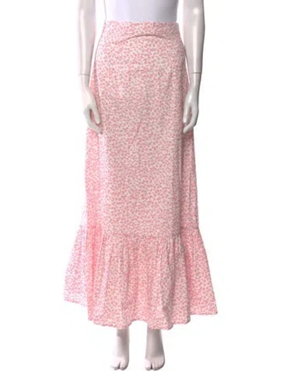 Pre-owned Coco Shop Floral Print Long Skirt In Red