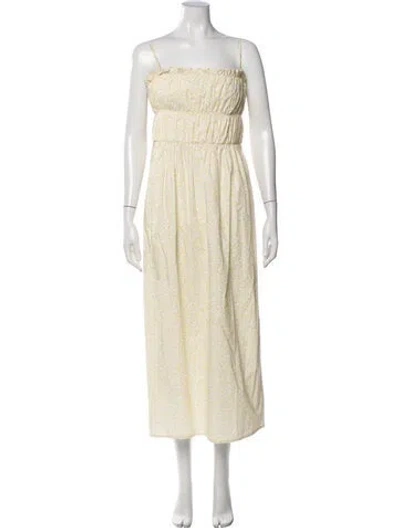 Pre-owned Coco Shop Floral Print Midi Length Dress In Yellow