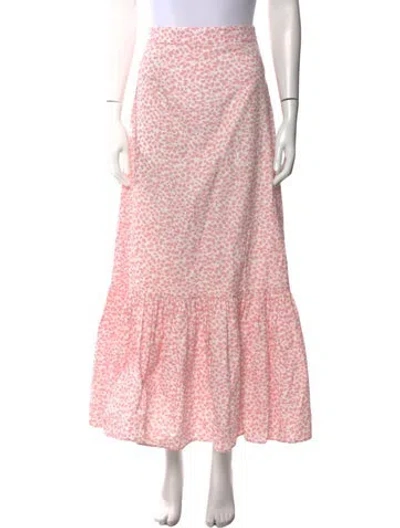 Pre-owned Coco Shop Floral Print Midi Length Skirt In Red