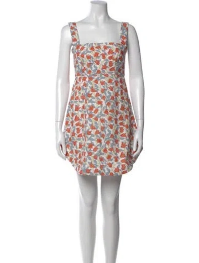 Pre-owned Coco Shop Floral Print Mini Dress In White