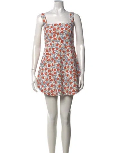 Pre-owned Coco Shop Floral Print Mini Dress In White