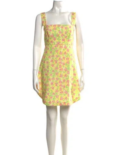 Pre-owned Coco Shop Floral Print Mini Dress In Yellow
