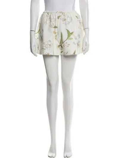 Pre-owned Coco Shop Floral Print Mini Shorts In White