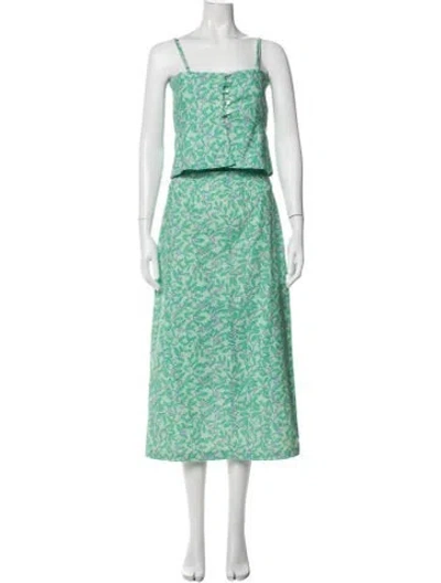 Pre-owned Coco Shop Floral Print Skirt Set In Gray