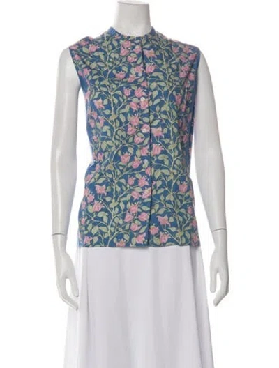 Pre-owned Coco Shop Floral Print Sleeveless Top In Multicolor
