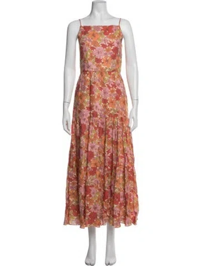 Pre-owned Coco Shop Linen Long Dress In Orange