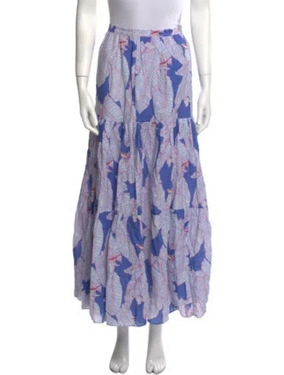 Pre-owned Coco Shop Linen Midi Length Skirt In Blue