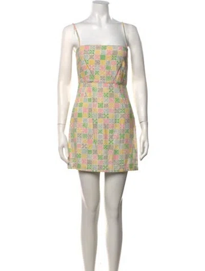 Pre-owned Coco Shop Patterned Mini Dress In Yellow