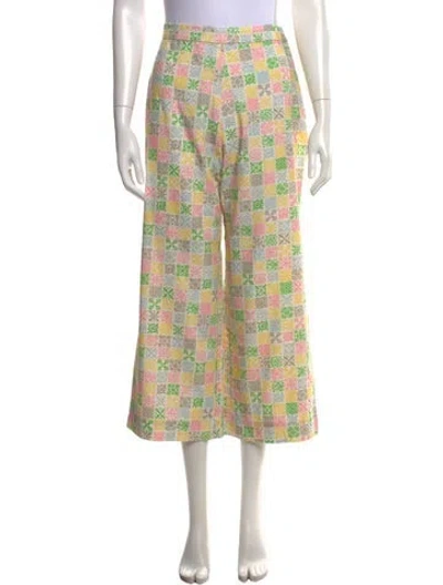 Pre-owned Coco Shop Patterned Wide Leg Pants In Multicolor