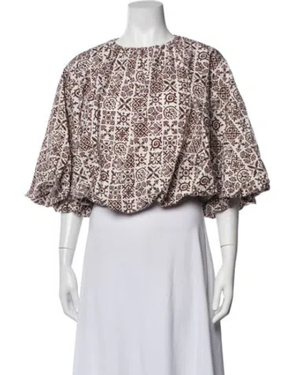 Pre-owned Coco Shop Printed Crew Neck Top In Multicolor