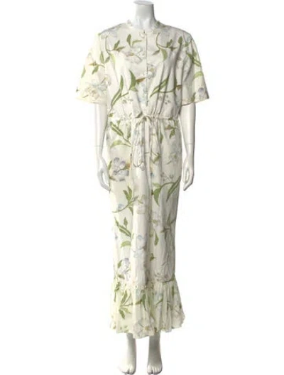 Pre-owned Coco Shop Printed Long Dress In Neutral